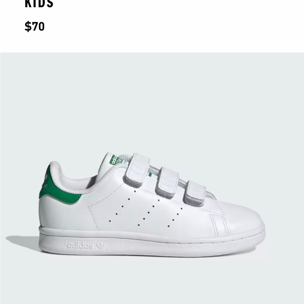 Adidas Kids White Sneakers with Green Details